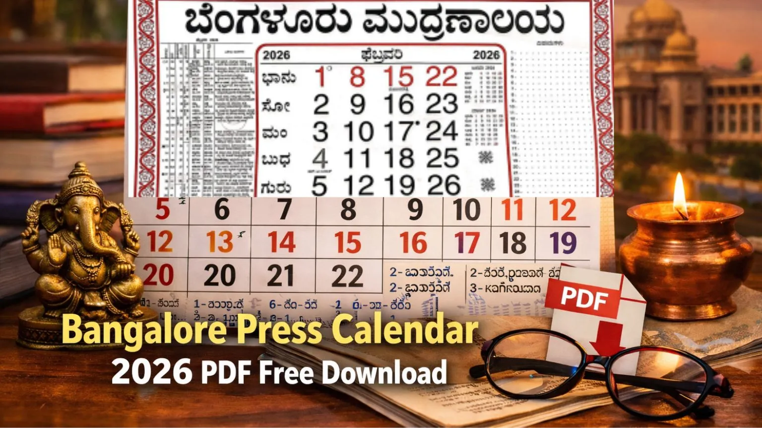 Bangalore Press Calendar 2026 PDF Download